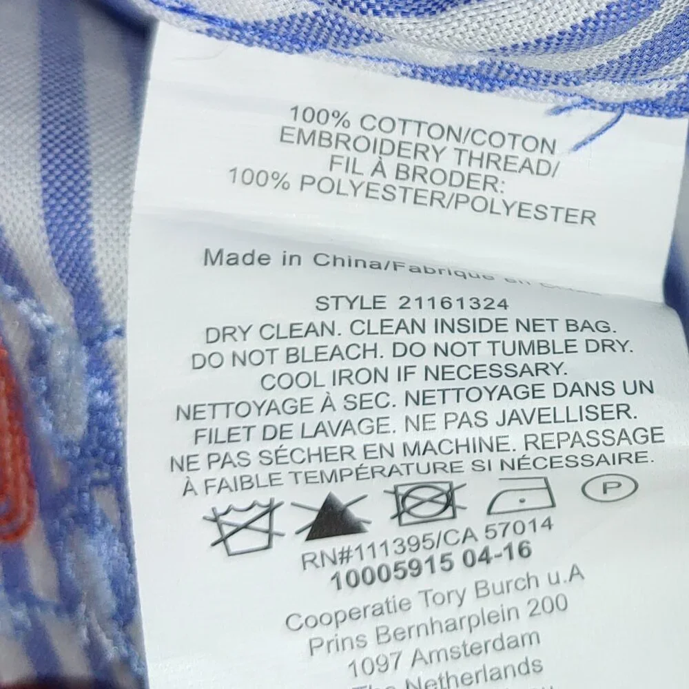 Tory Burch Blue and White Smocked Waist Mini Skirt Size XS